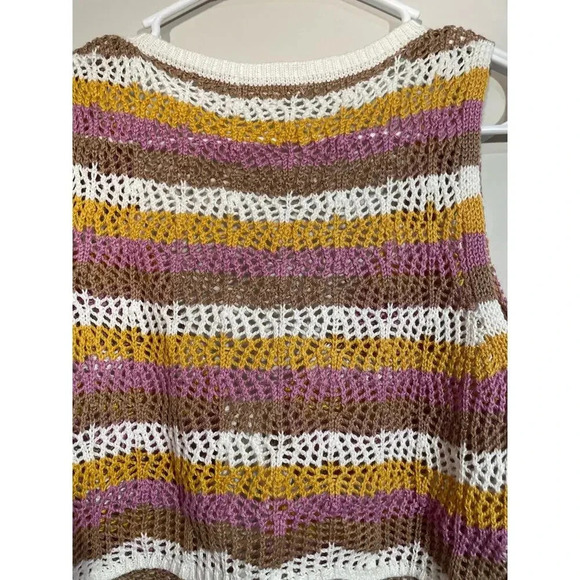 Ultra Flirt Purple Striped Open Knit Tie Front Cropped Vest‎ - Picture 5 of 7